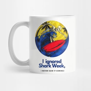 Shark Week (surfing skeleton) Mug